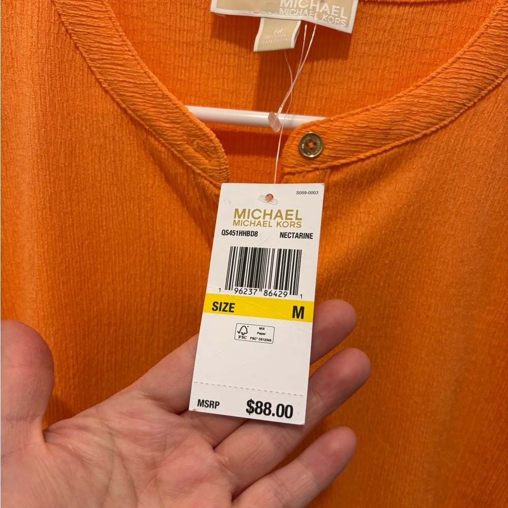 Michael Kors Orange Short Sleeve Top Size Medium - Picture 4 of 6